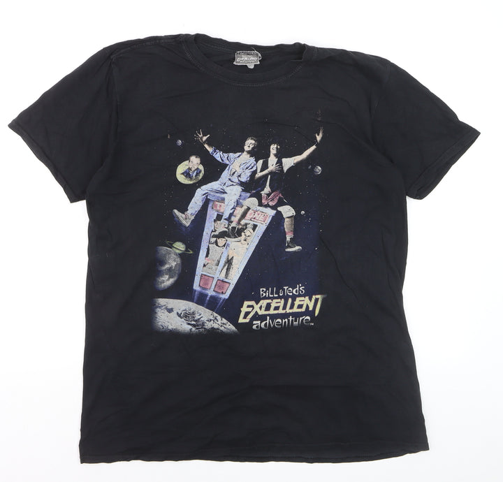 Gildan Men's Bill & Ted's Excellent Adventure Black Graphic T-Shirt Size L