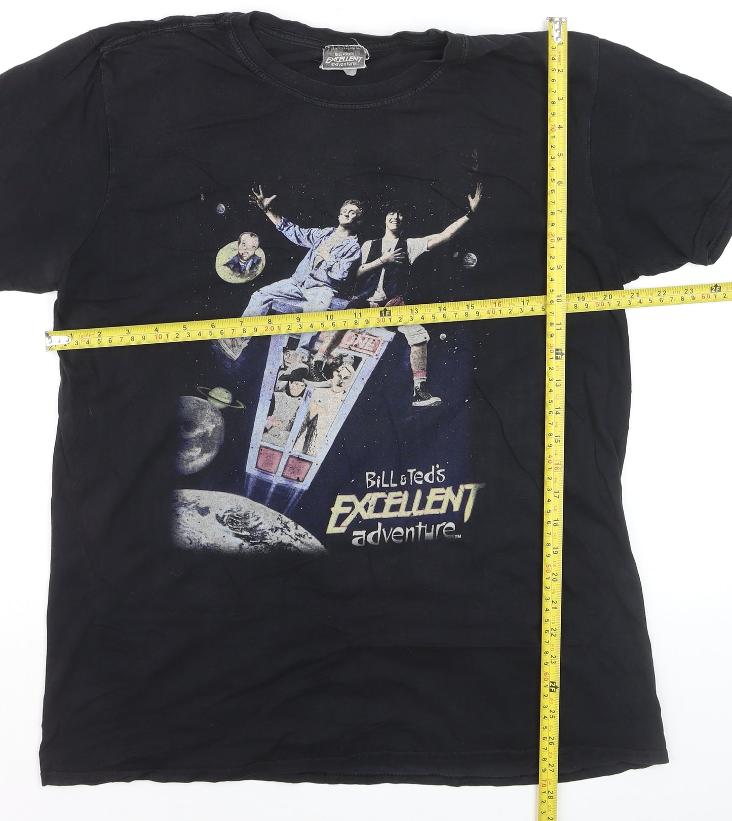 Gildan Men's Bill & Ted's Excellent Adventure Black Graphic T-Shirt Size L