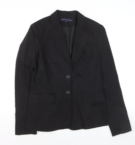 French Connection Women's Black Wool Blend Two-Button Blazer Jacket Size 10