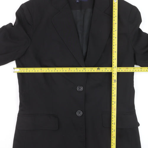 French Connection Women's Black Wool Blend Two-Button Blazer Jacket Size 10