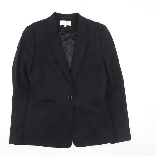 Reiss Womens Black Wool Blend Single-Breasted Blazer UK 12