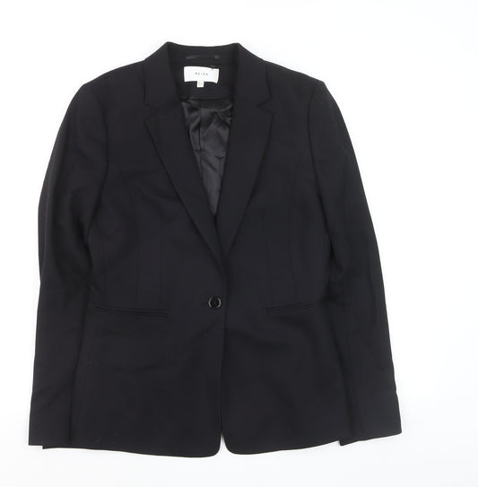 Reiss Womens Black Wool Blend Single-Breasted Blazer UK 12