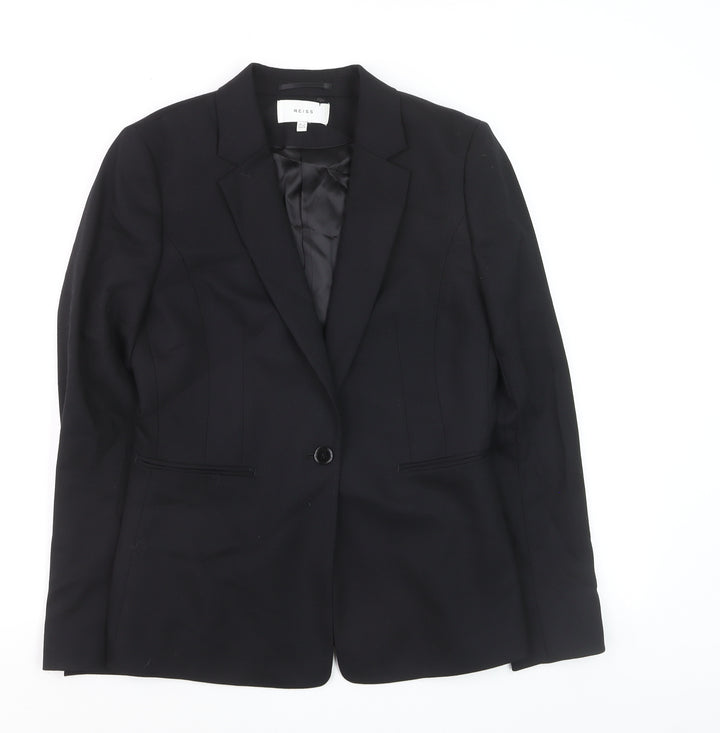Reiss Womens Black Wool Blend Single-Breasted Blazer UK 12