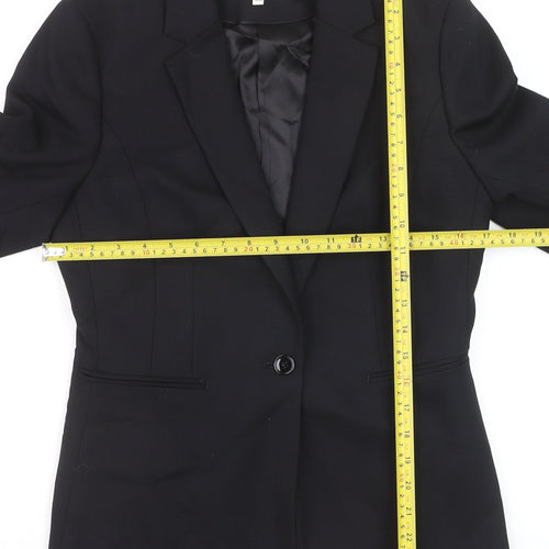 Reiss Womens Black Wool Blend Single-Breasted Blazer UK 12