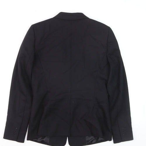 Reiss Womens Black Wool Blend Single-Breasted Blazer UK 12