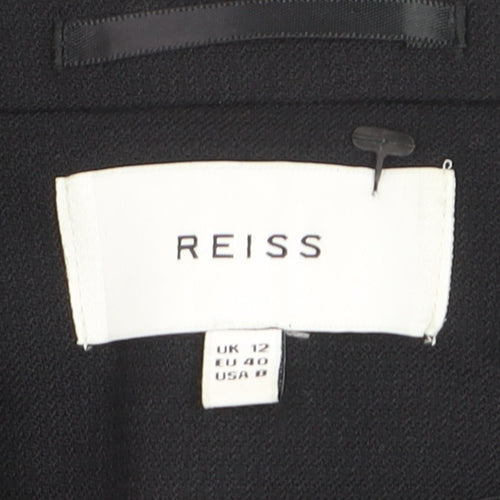 Reiss Womens Black Wool Blend Single-Breasted Blazer UK 12