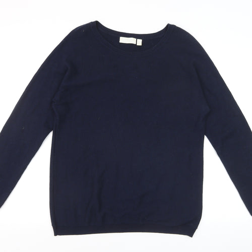 The White Company Women Blue Size 14 Crew Neck Wool Blend Jumper