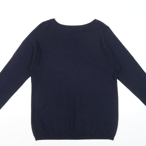 The White Company Women Blue Size 14 Crew Neck Wool Blend Jumper