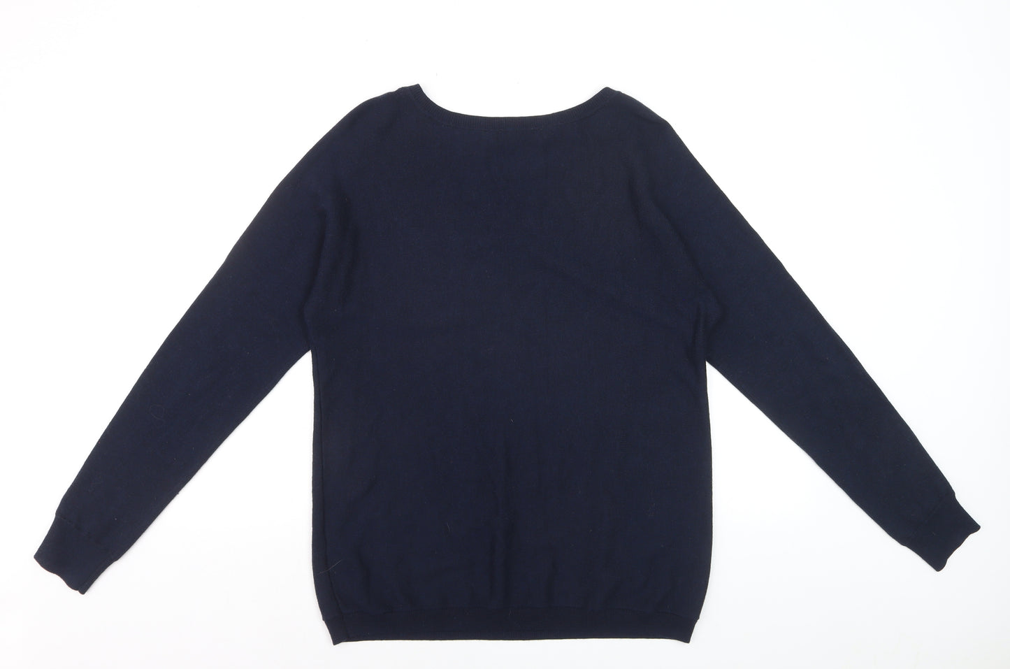 The White Company Women Blue Size 14 Crew Neck Wool Blend Jumper
