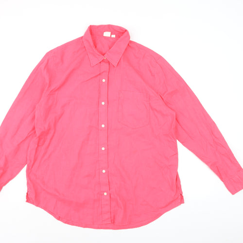 GAP Women’s Pink Linen Long Sleeve Button-Up Shirt L