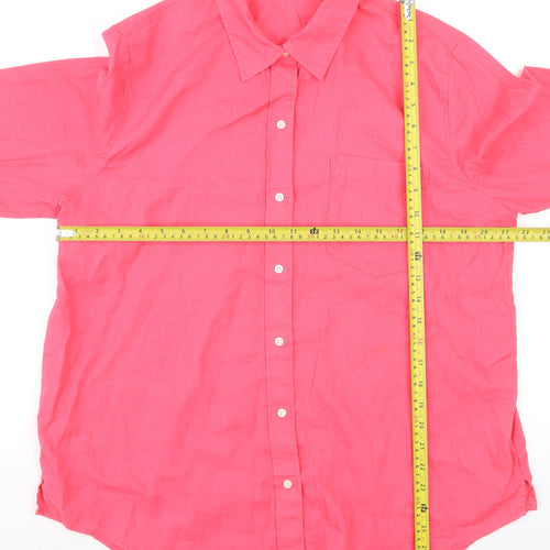 GAP Women’s Pink Linen Long Sleeve Button-Up Shirt L