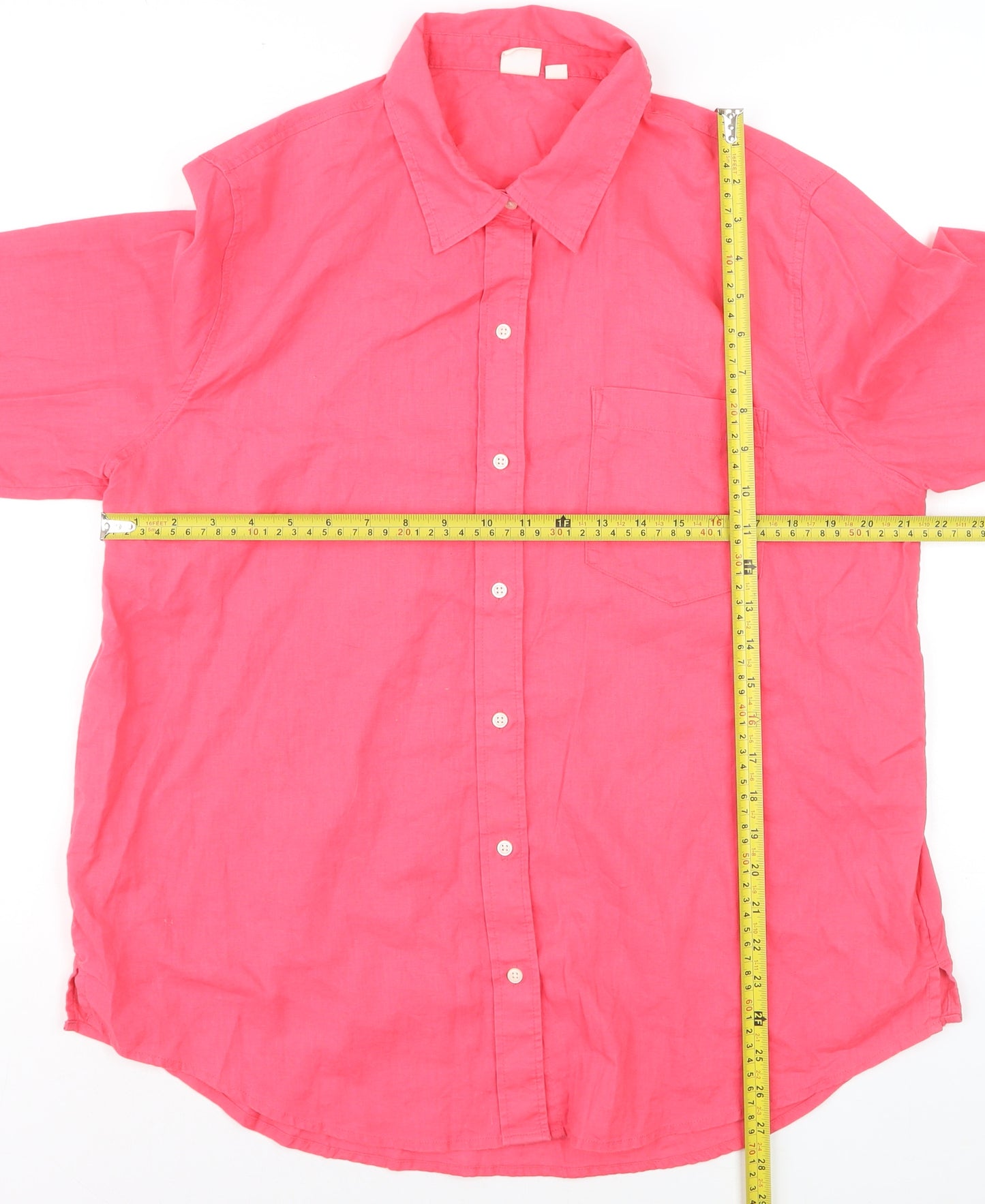 GAP Women’s Pink Linen Long Sleeve Button-Up Shirt L