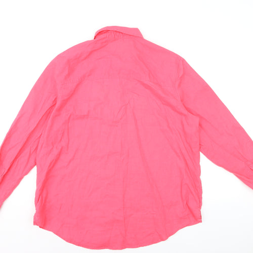 GAP Women’s Pink Linen Long Sleeve Button-Up Shirt L