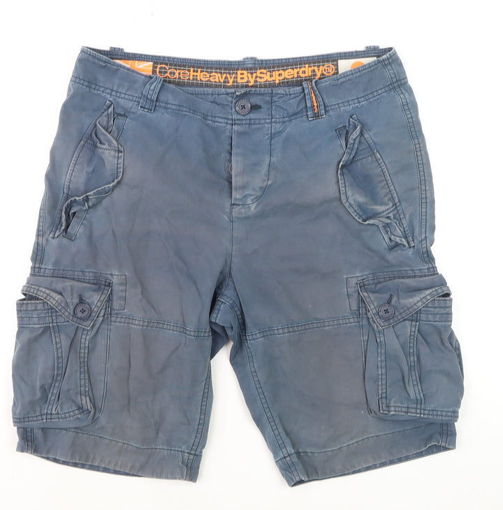 Superdry Men Blue Cargo Shorts Size L Cotton Casual Summer