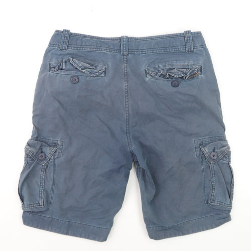 Superdry Men Blue Cargo Shorts Size L Cotton Casual Summer