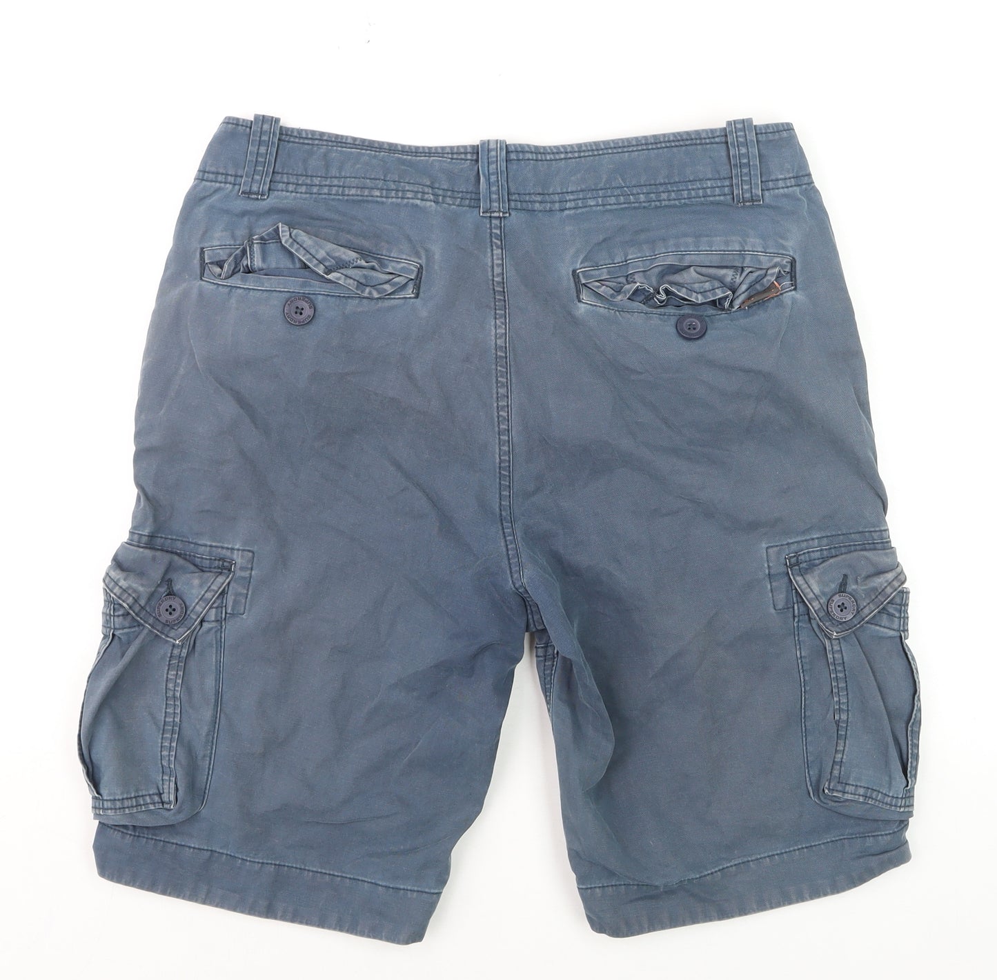 Superdry Men Blue Cargo Shorts Size L Cotton Casual Summer