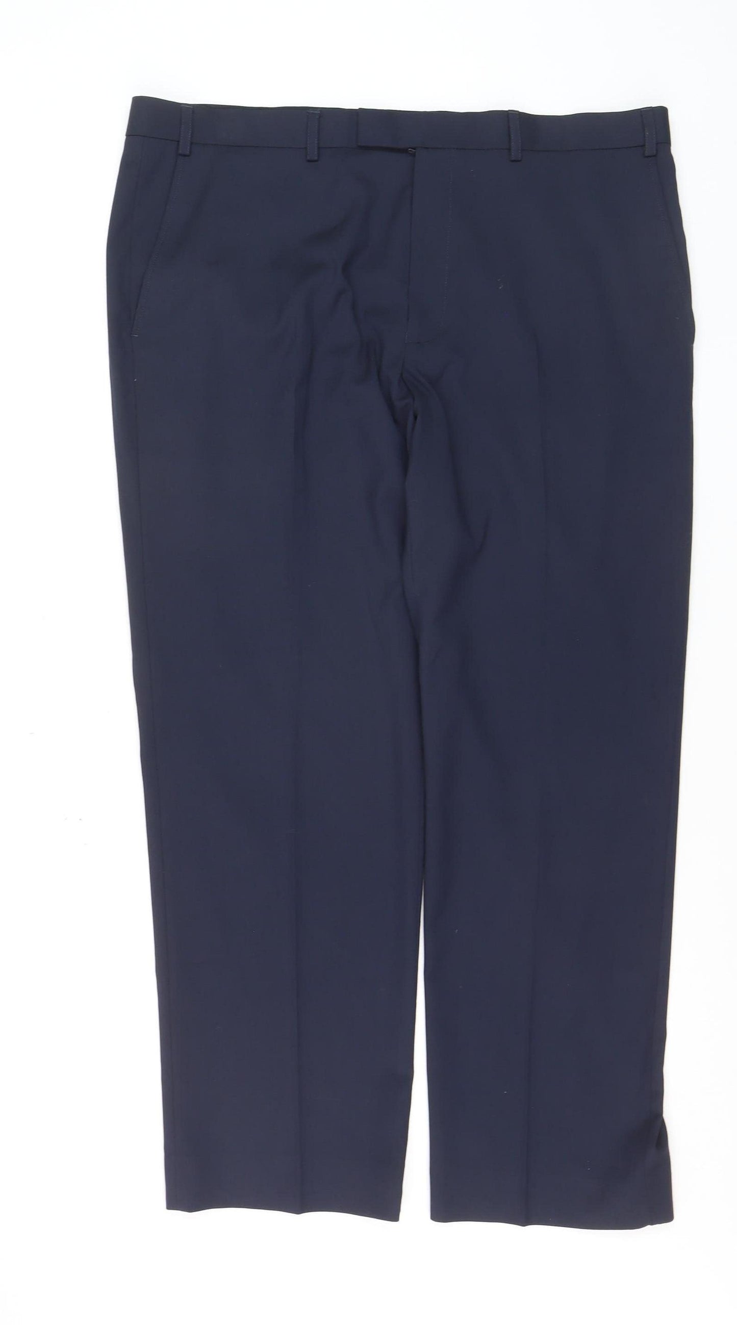 Marks and Spencer Women Navy Blue Regular Chino Trousers Size 38in