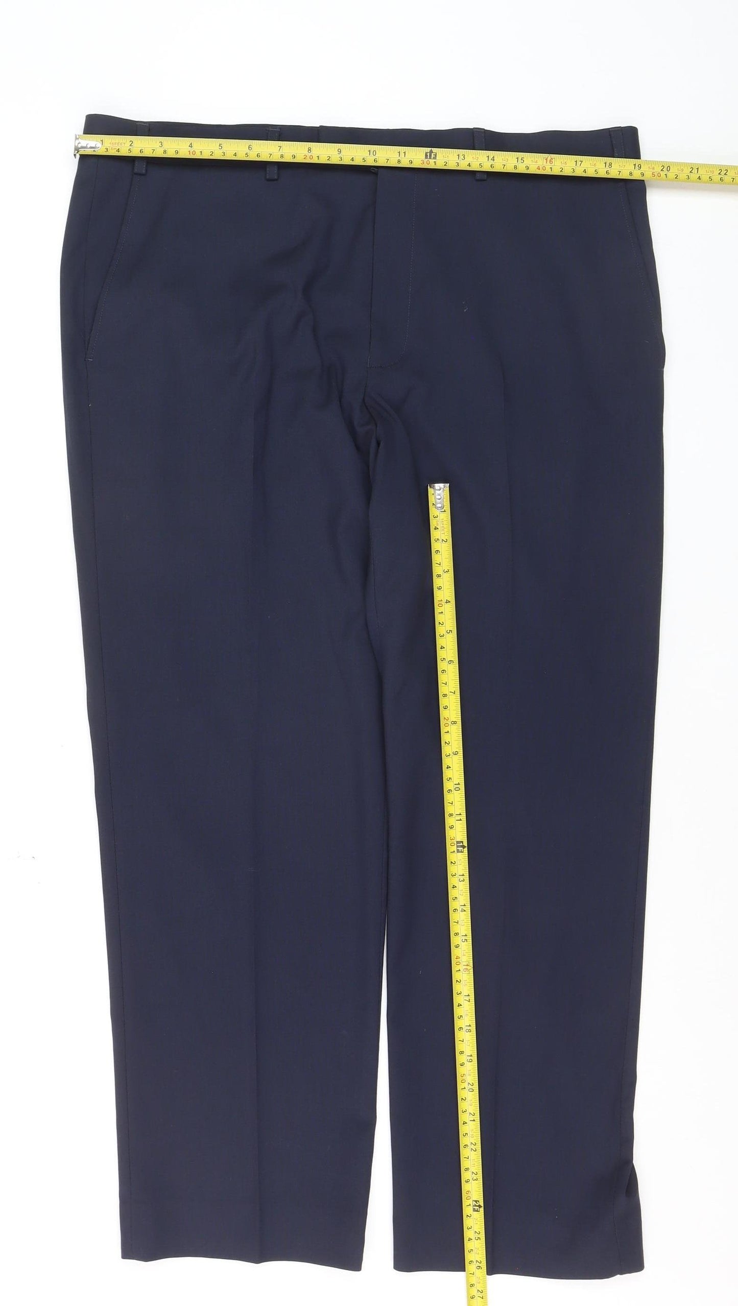 Marks and Spencer Women Navy Blue Regular Chino Trousers Size 38in