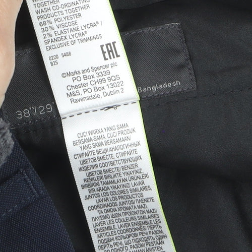Marks and Spencer Women Navy Blue Regular Chino Trousers Size 38in