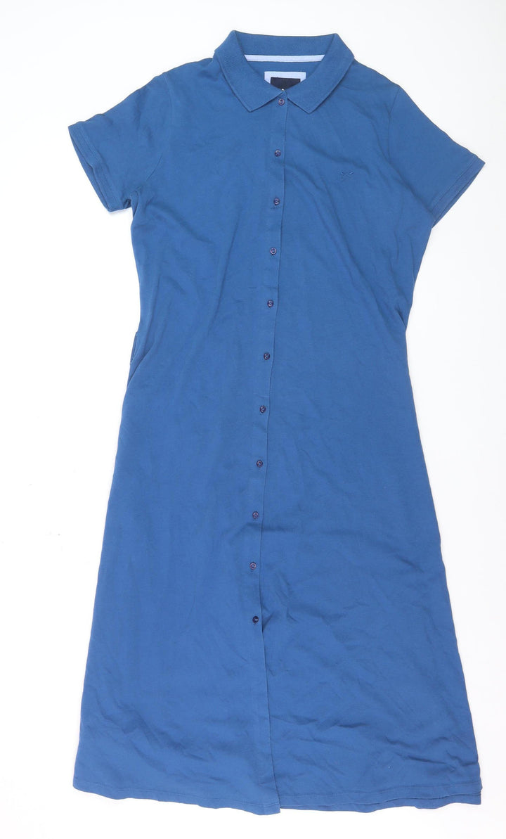 Crew Clothing Company Women's Blue Cotton Shirt Dress Size 12