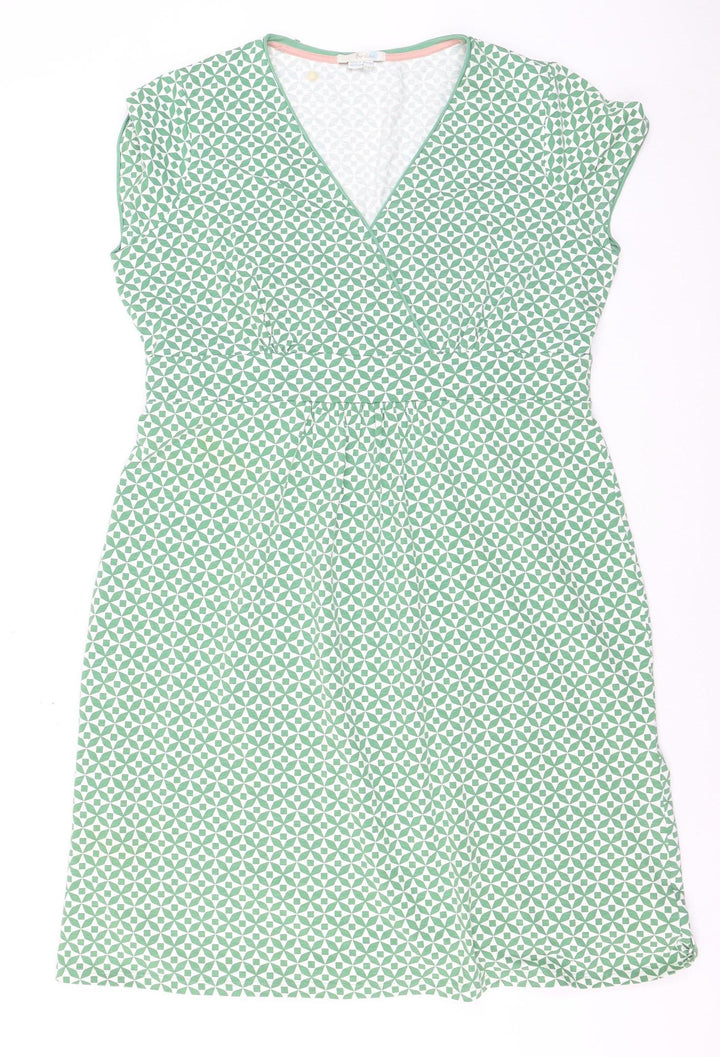 Boden Women Green Geometric Jersey Wrap Dress Size 18