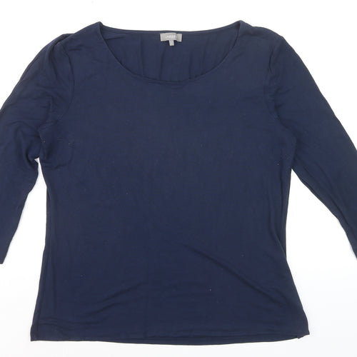 Jaeger Women's Blue Jersey 3/4 Sleeve Scoop Neck Top Size L