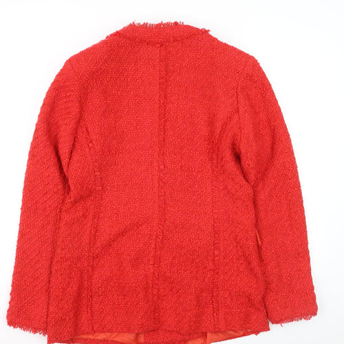 Very Women Red Double-Breasted Bouclé Blazer Size 14 Classic Fit