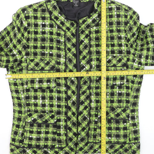 Anne Carson Women's Green Black Check Bouclé Suit Jacket Size L