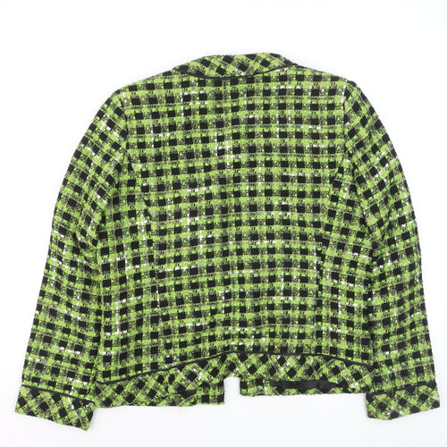 Anne Carson Women's Green Black Check Bouclé Suit Jacket Size L
