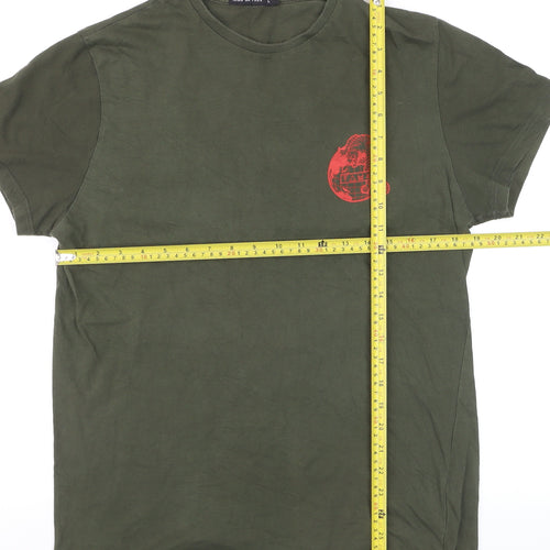 Friend or Faux Men's Green Graphic Tiger Print Cotton T-Shirt L