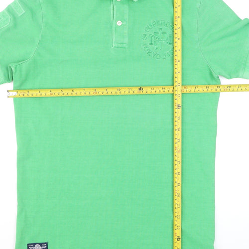 Superdry Men's Green Embroidered Short Sleeve Polo Shirt Size S