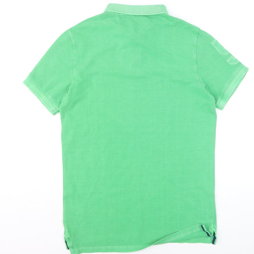 Superdry Men's Green Embroidered Short Sleeve Polo Shirt Size S