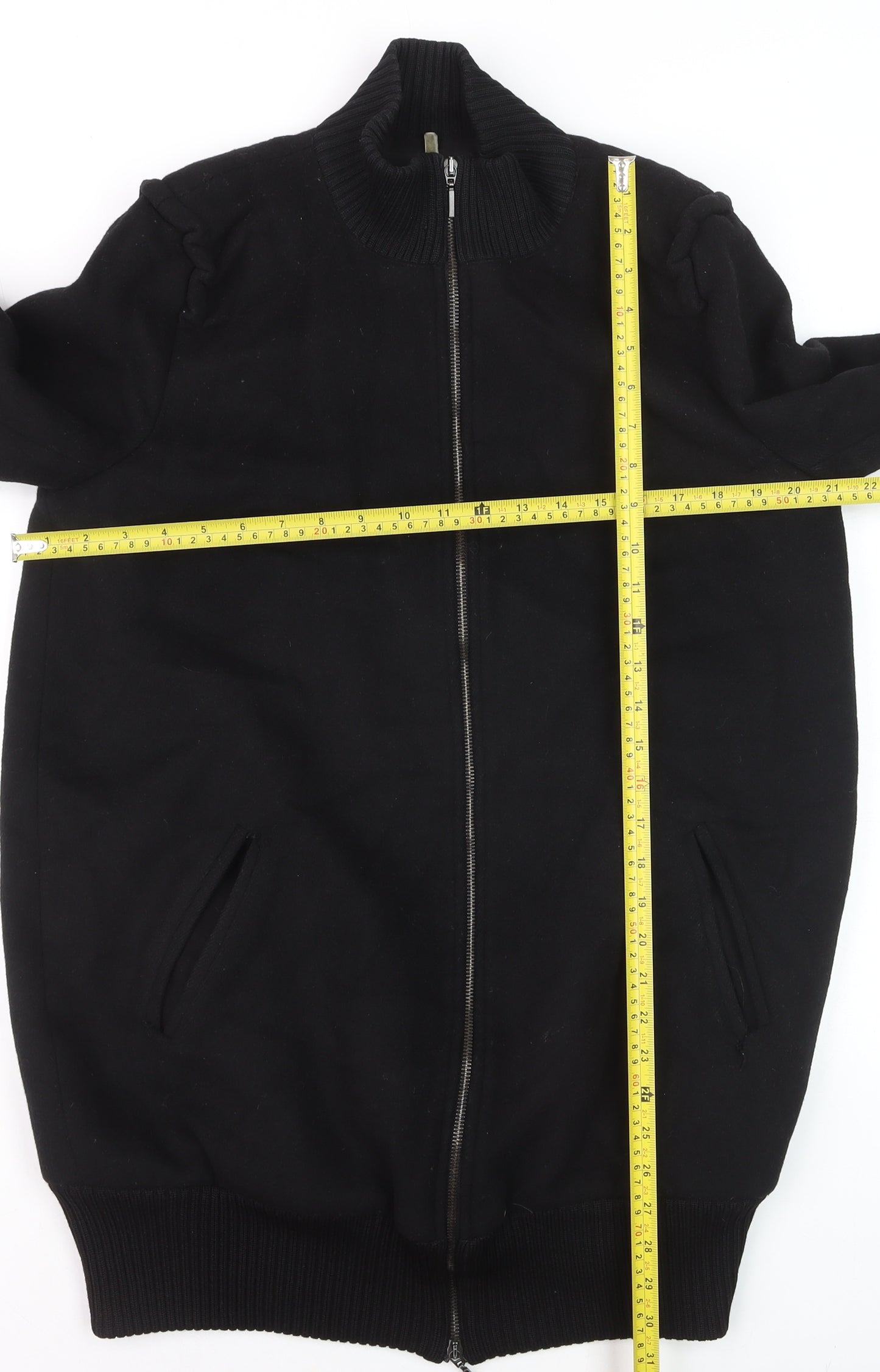 Piazza Sempione Men's Black Wool Bomber Jacket XL Zip Up