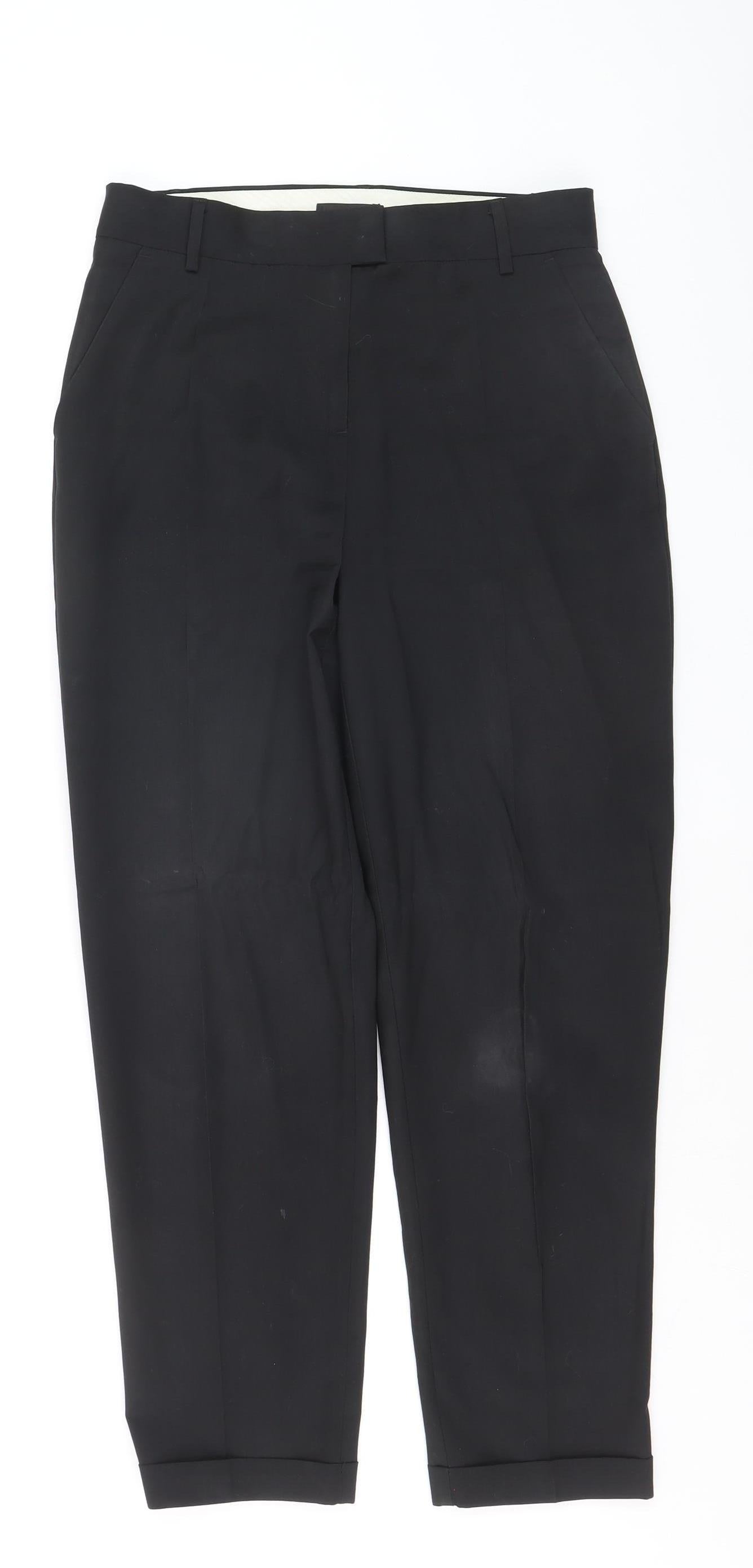 FIVEUNITS Women's Black Slim Fit Wool Blend Tapered Trousers Size 31