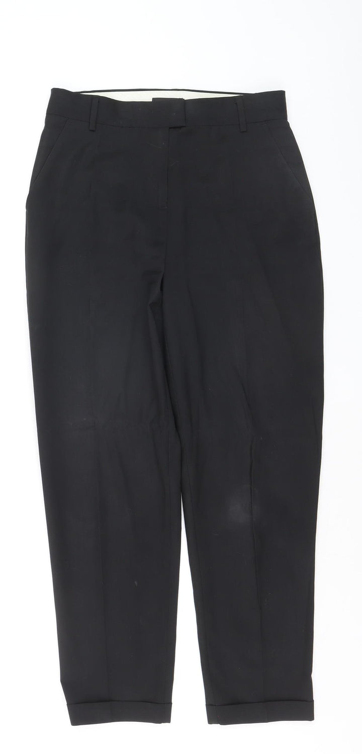 FIVEUNITS Women's Black Slim Fit Wool Blend Tapered Trousers Size 31