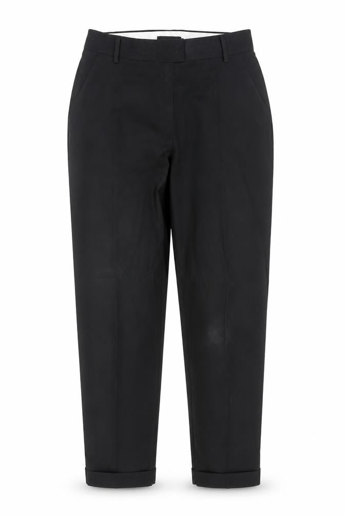 Front view of FIVEUNITS Women's Black Slim Fit Wool Blend Tapered Trousers, size 31