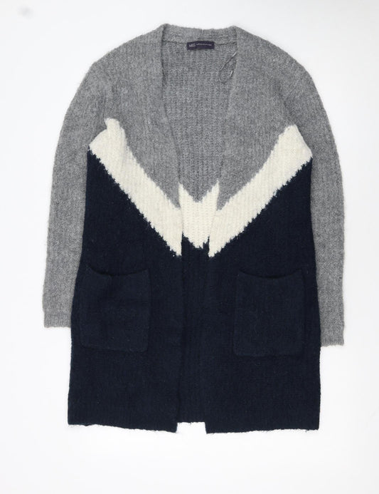 Marks and Spencer Womens Grey Navy Colour Block Cardigan Small Knit