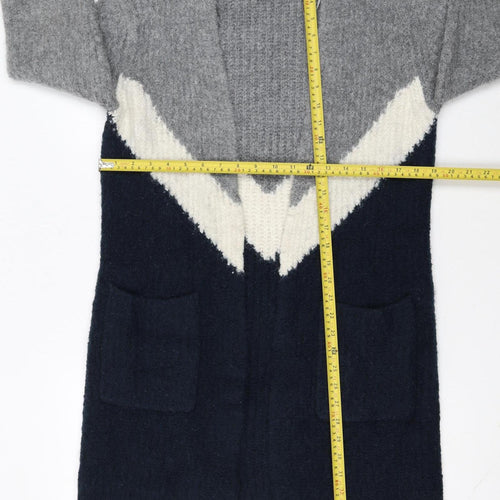 Marks and Spencer Womens Grey Navy Colour Block Cardigan Small Knit