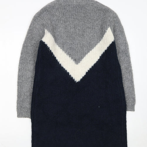 Marks and Spencer Womens Grey Navy Colour Block Cardigan Small Knit