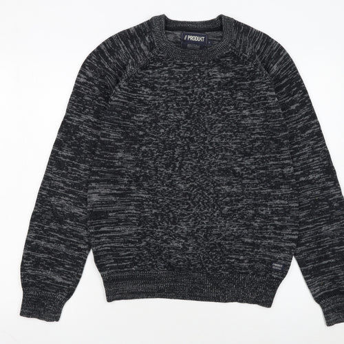 PRODUKT Men's Grey Cotton Crew Neck Knit Jumper Size M