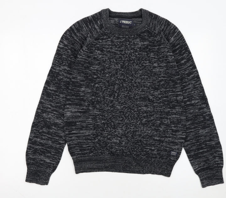 PRODUKT Men's Grey Cotton Crew Neck Knit Jumper Size M