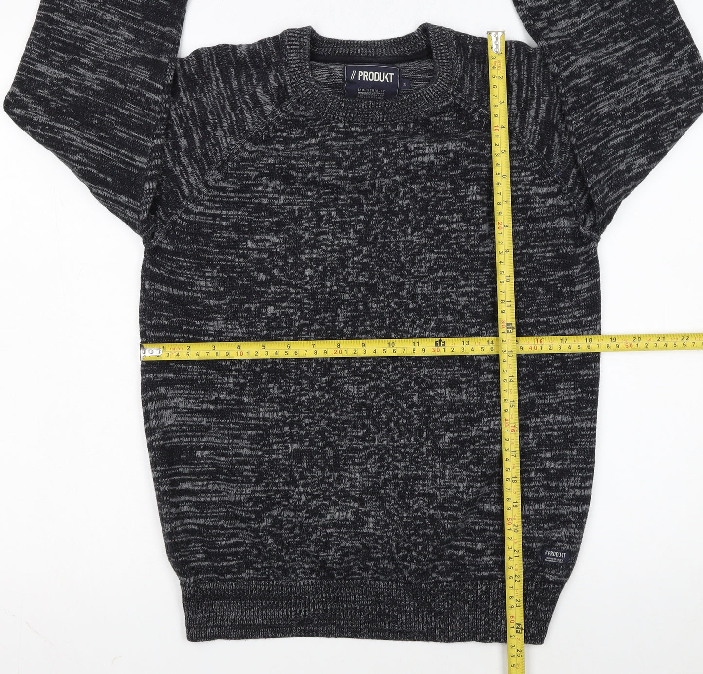 PRODUKT Men's Grey Cotton Crew Neck Knit Jumper Size M