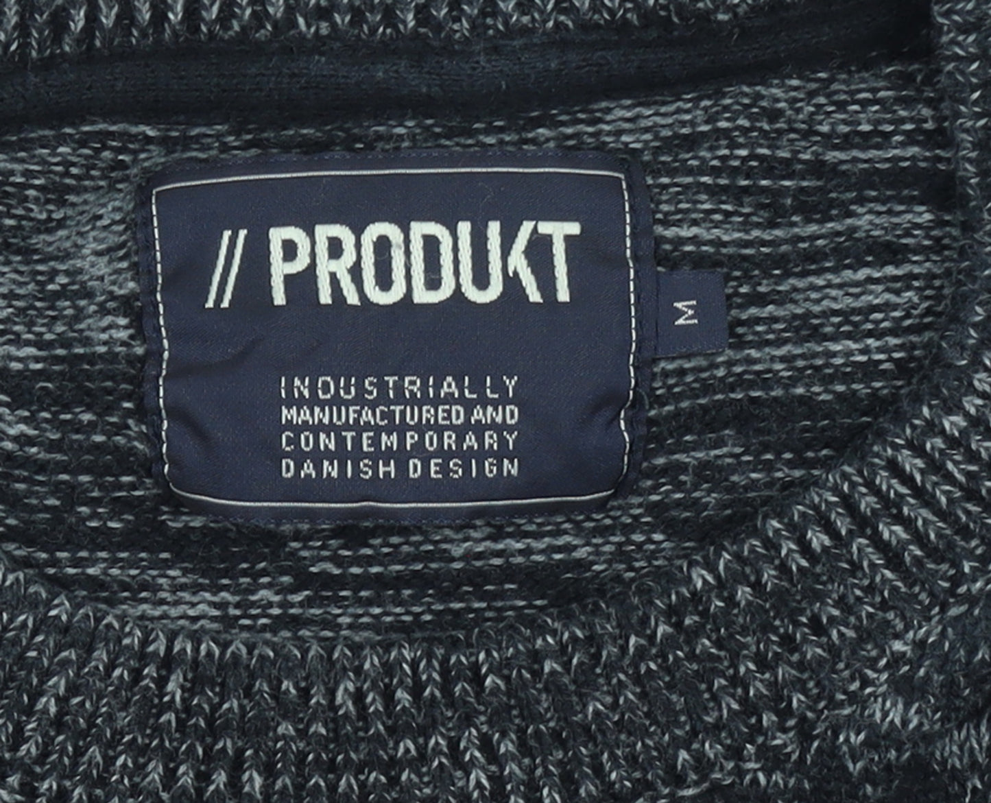 PRODUKT Men's Grey Cotton Crew Neck Knit Jumper Size M