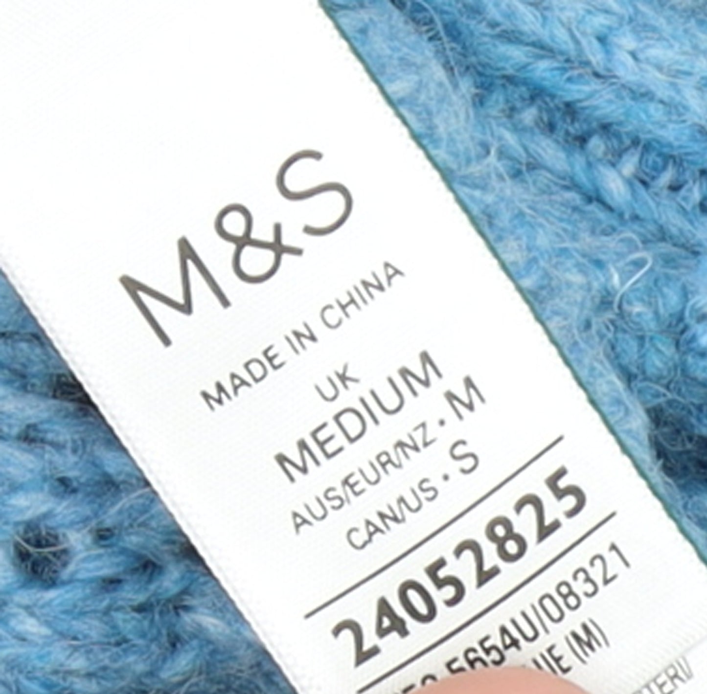 Marks and Spencer Women's Blue Cable Knit Crew Neck Jumper Medium
