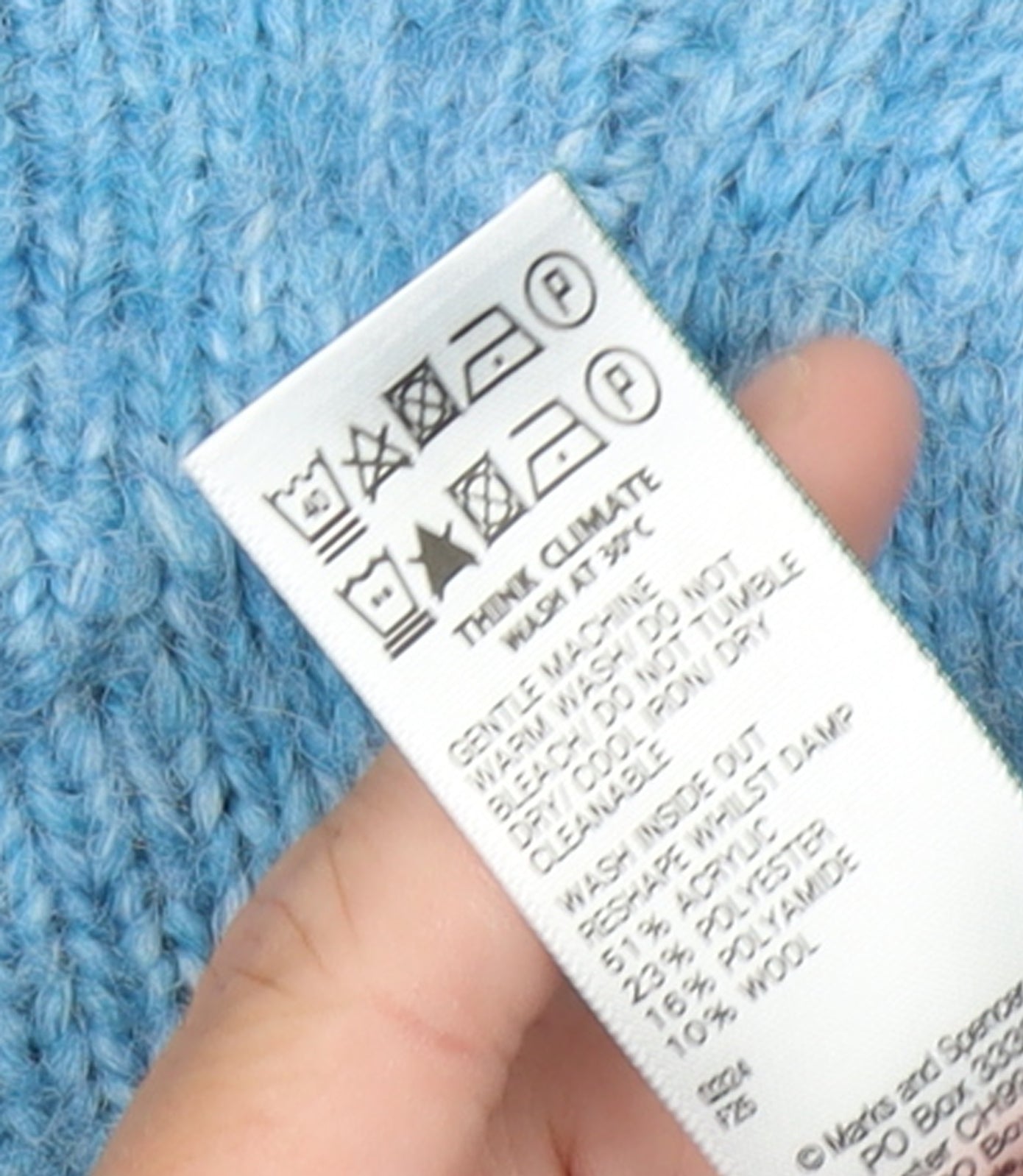 Marks and Spencer Women's Blue Cable Knit Crew Neck Jumper Medium