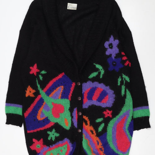 Essence Women's Multicoloured Mohair Knit 80s Retro Cardigan Size 26