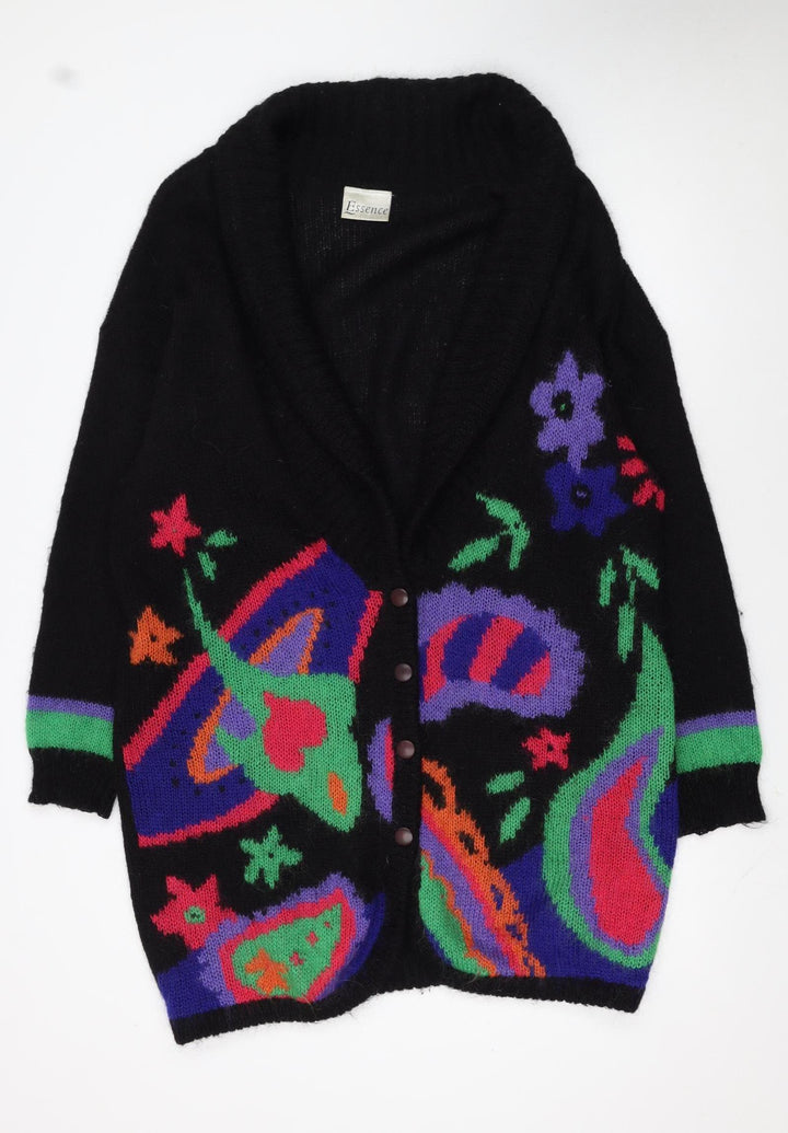 Essence Women's Multicoloured Mohair Knit 80s Retro Cardigan Size 26