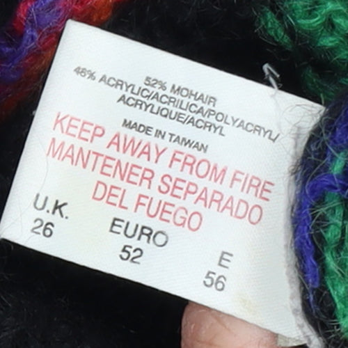 Essence Women's Multicoloured Mohair Knit 80s Retro Cardigan Size 26