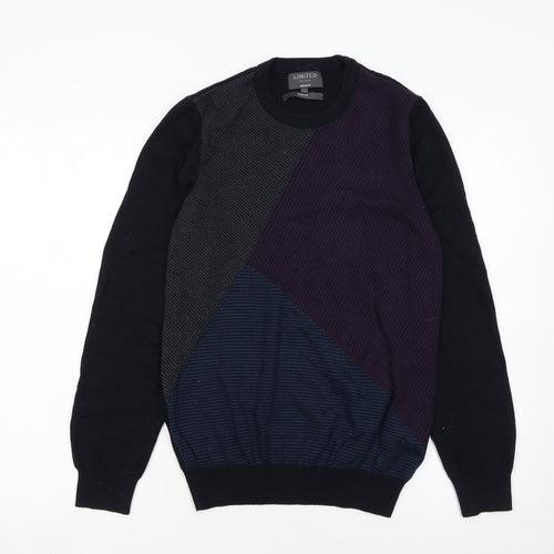 Marks and Spencer Men's Multicoloured Geometric Crew Neck Jumper S Slim Fit