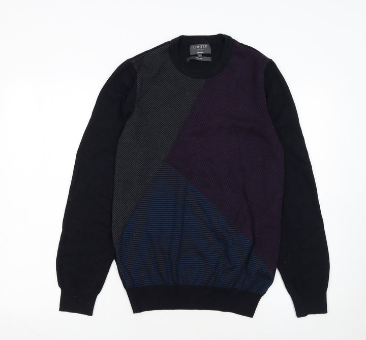Marks and Spencer Men's Multicoloured Geometric Crew Neck Jumper S Slim Fit
